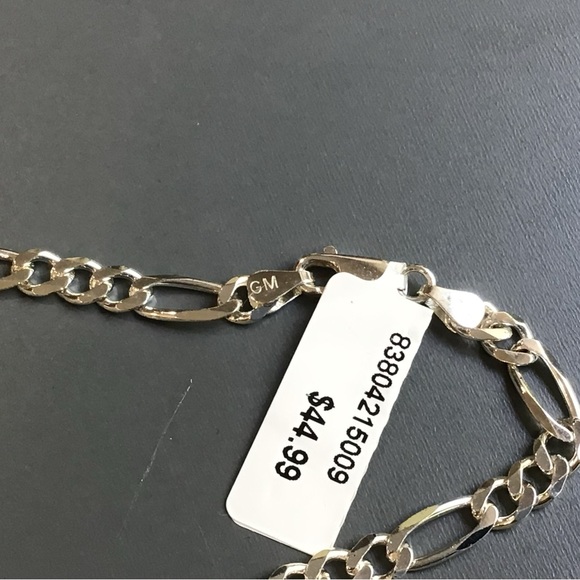 Men’s Made in Italy Solid 925 Sterling Silver Figaro Chain Bracelet NWT - Picture 4 of 4